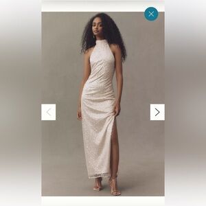 BHLDN High-Neck Sequin Slim Maxi Dress